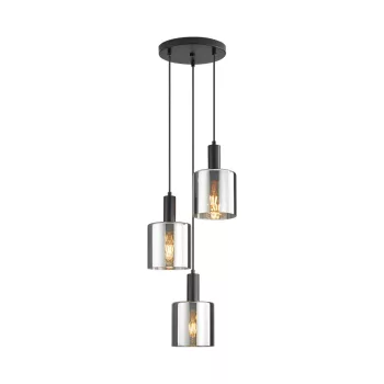   BRAYTRON S007R füst üveg függeszték, E27, 3 izzós (fekete)