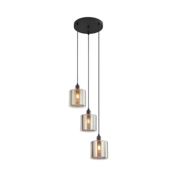   BRAYTRON S008R réz üveg függeszték, E14, 3 izzós (fekete)