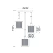 BRAYTRON S008R réz üveg függeszték, E14, 3 izzós (fekete)