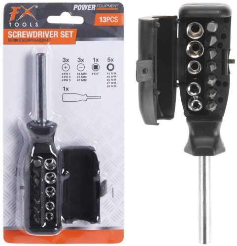 Csavarhúzó Tartó + 12 db Bit