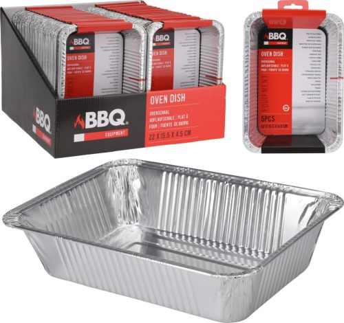 BBQ Alumínium Tál Szett 4db 220x155x48mm