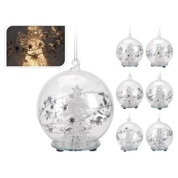 Gömb Fa és Angyal Dísszel 8cm 6 Féle mintával