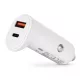 Entac autós gyorstöltő PD & QC, USB + USB-C, 20W, fehér