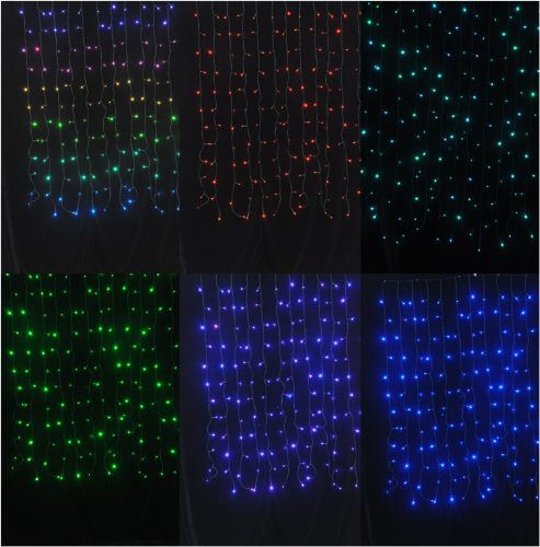 Entac Karácsonyi Függöny IP44 144 LED RGB 8x8 Funkció 1x1.5m IR távirányítóval