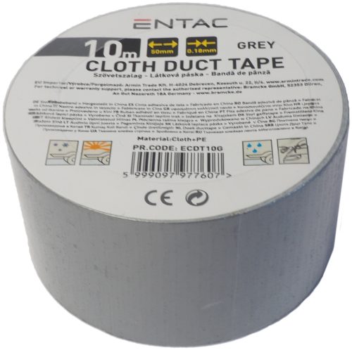 Entac Szövet erősítésű szalag 0.18x50mm Szürke 10m