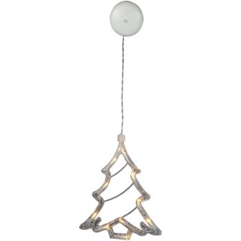   Entac Karácsonyi Ablakdekoráció Karácsonyfa 10 LED meleg fehér 3xAAA nt.