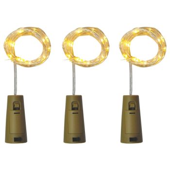   Entac Beltéri Drótfüzér 20 LED meleg fehér Üvegdugóval 2m elem nt. 3db/cs