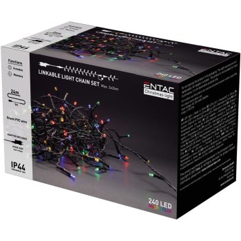   Entac Karácsonyi IP44 240 LED Sorolható Füzér MC 24m szett adapterrel
