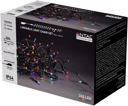 Entac Karácsonyi IP44 240 LED Sorolható Füzér MC 24m szett adapterrel