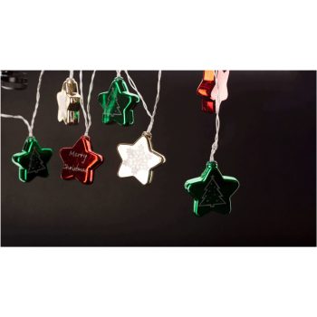   Entac Karácsonyi Beltéri Színes Csillag 60mm Füzér 10 LED meleg fehér 1,65m (2AA nt.)