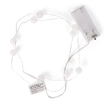   Entac Karácsonyi Beltéri Füzér Áttetsző Műanyag golyó 10 LED meleg fehér 1,3m (2AA nt.)