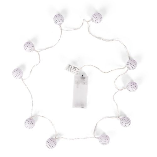 Entac Karácsonyi Beltéri Füzér Fém golyó 10 LED meleg fehér 1,3m (2AA nt.)