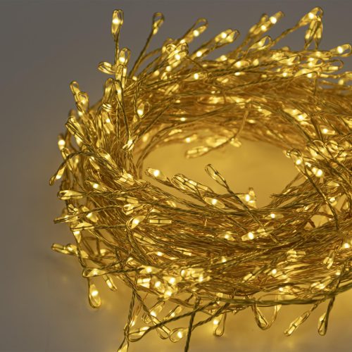 Entac Karácsonyi IP44 400 LED Fürtös Arany Drótfüzér meleg fehér 6.7m