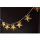 Entac Karácsonyi Beltéri Fém Arany Csillag 10 LED meleg fehér 1,65m (2AA nt.)