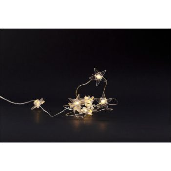   Entac Karácsonyi Beltéri Műanyag Füzér Csillag 10 LED meleg fehér 1,3m (2AA nt.)