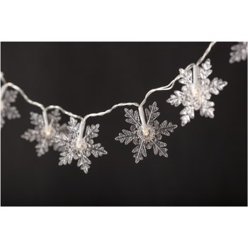   Entac Karácsonyi Beltéri Füzér Műanyag hópehely 10 LED meleg fehér 1,3m (2AA nt.)