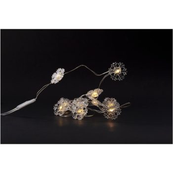   Entac Karácsonyi Beltéri Műanyag Füzér Hópehely 10 LED meleg fehér 1,3m (2AA nt.)