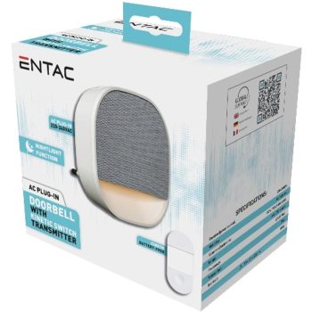   AVIDE Entac Hálózati Ajtócsengő Éjjeli Fény funkcióval, Áramforrást Nem Igénylő IP44 Adókészülékkel