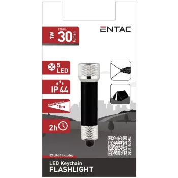 AVIDE Entac Elemlámpa 5Led Kulcstartós Fekete