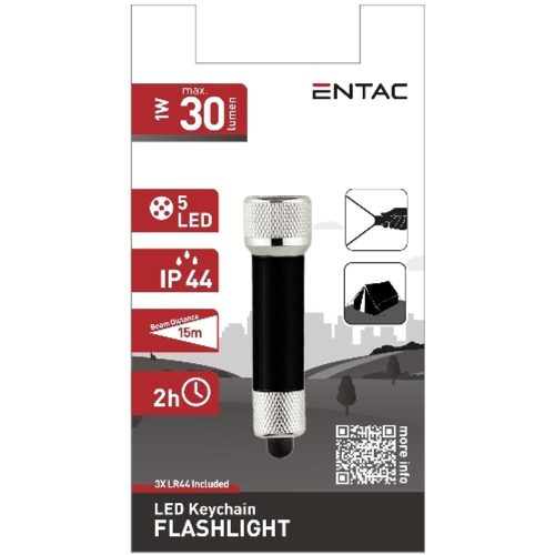 AVIDE Entac Elemlámpa 5Led Kulcstartós Fekete