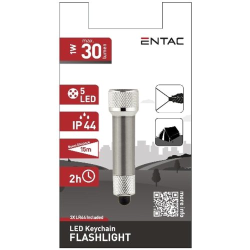 AVIDE Entac Elemlámpa 5Led Kulcstartós Ezüst