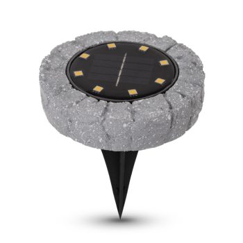   Entac Kerti Szolár Talajlámpa, 12db meleg fehér SMD LED, Kőhatású