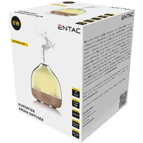 AVIDE Entac Aromaterápiás Párásító Fa Mintázat Rgb Hangulatvilágítással 400Ml 8W