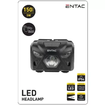 AVIDE Entac Fejlámpa 5W Szenzoros Xpe+Piros Fény, Fekete