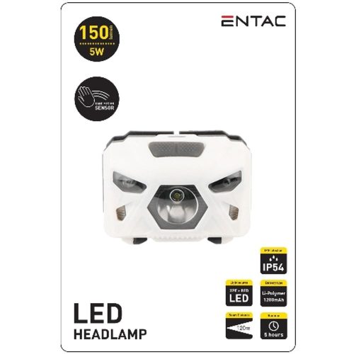 AVIDE Entac Fejlámpa 5W Szenzoros Xpe+Piros Fény, Fehér