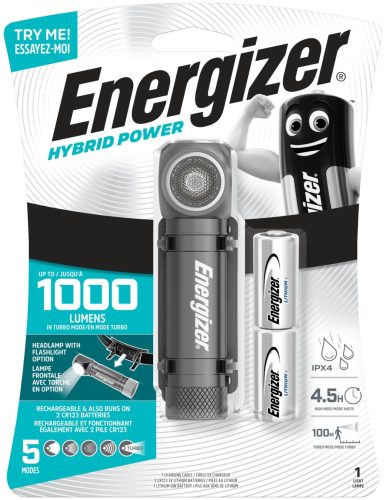 Energizer Fejlámpa Hybrid + 2x123 + 1x18650 akku