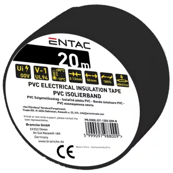 Entac Szigetelőszalag 0.13x50mm Fekete 20m