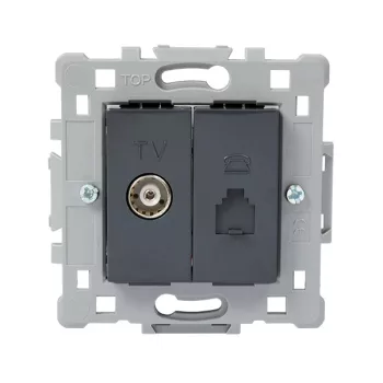SPLENDOR EL0648 TV(FEMALE), DOUBLE PHONE SOCKET BLACK