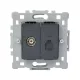 SPLENDOR EL0648 TV(FEMALE), DOUBLE PHONE SOCKET BLACK