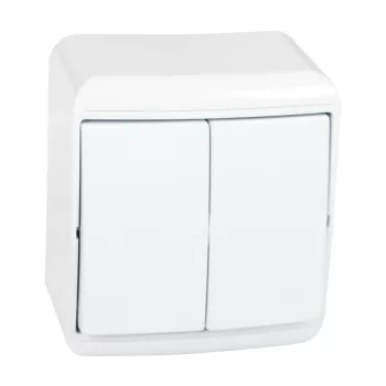 TWO BUTTONS ONE WAY SWITCH, WHITE IP20