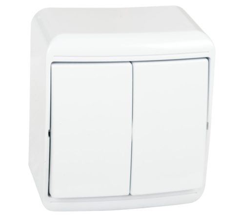 TWO BUTTONS ONE WAY SWITCH, WHITE IP20