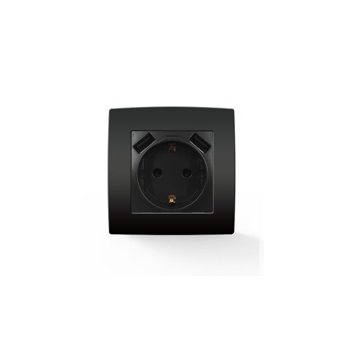ELMARK City Német Típusú Dugalj+2 Usb Antracit