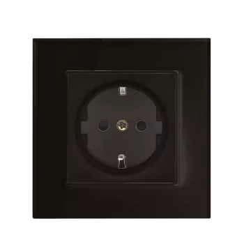 GERMAN TYPE SOCKET 16A GLASS FRAME BLACK+C. BOX