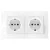 GERMAN DOUBLE SOCKET 16A GLASS FRAME WHITE+C. BOX