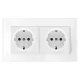 GERMAN DOUBLE SOCKET 16A GLASS FRAME WHITE+C. BOX