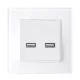 DOUBLE USB SOCKET GLASS FRAME WHITE