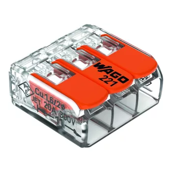 WAGO 221 CONNECTOR, 3 CONDUCTORS 0,5-6 MM2