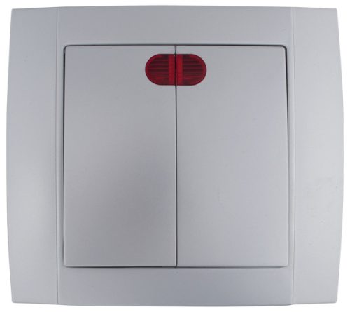 SR-2502 2 BUTTONS 1 WAY SWITCH WITH LIGHT SILVER GREY