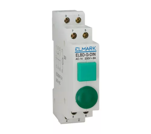 ELBD-R-DIN BUTTON+LAMP 1NO+2NC RED 230