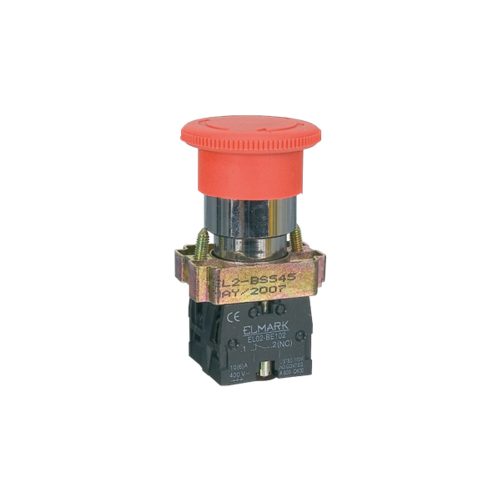 ELMARK Gombafejes Nyomógomb Type Bs 545 1Nc+1No Piros