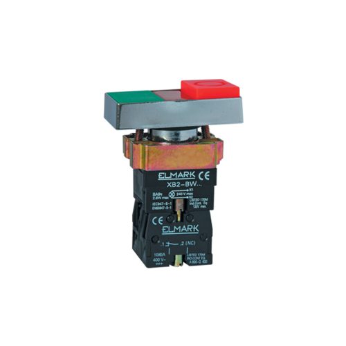 ELMARK Beépíthető Dupla Nyomógomb Bw 8475 230 1No+1Nc Piros És Zöld+Led Indikátor