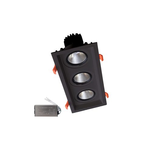 ELMARK Triple Led Spot Light 3X15W 230V 3000K Bl+Emergency Kit