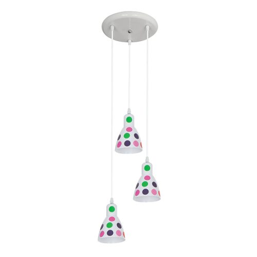 DOTS PENDANT 3XE27 WHITE WITH COLORED DOTS