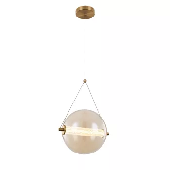 SPLENDOR LED PENDANT 9W 3000K, BRASS+COGNAC GLASS