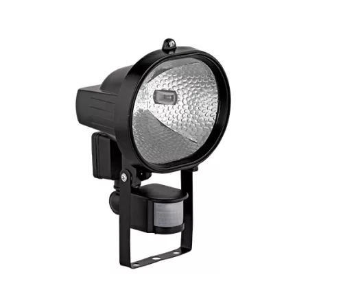 LED FLOODLIGHT WITH SENSOR, &quotHALOGEN&quot TYPE WITH LED BULB J118 7.5W, BLACK