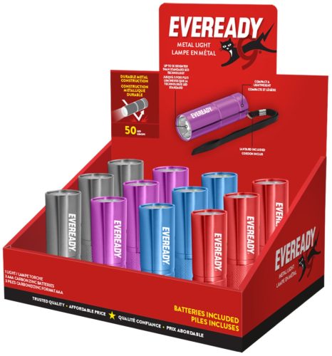 Eveready Metal Elemlámpa (12db/Kínáló), elemet tartalmaz